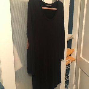Black dress with faux suede elbow patches and pockets, M